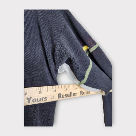 Sonia by Sonia Rykiel Black Gray Long Sweater with Floral Sleeve Women's Small - Picture 6 of 8